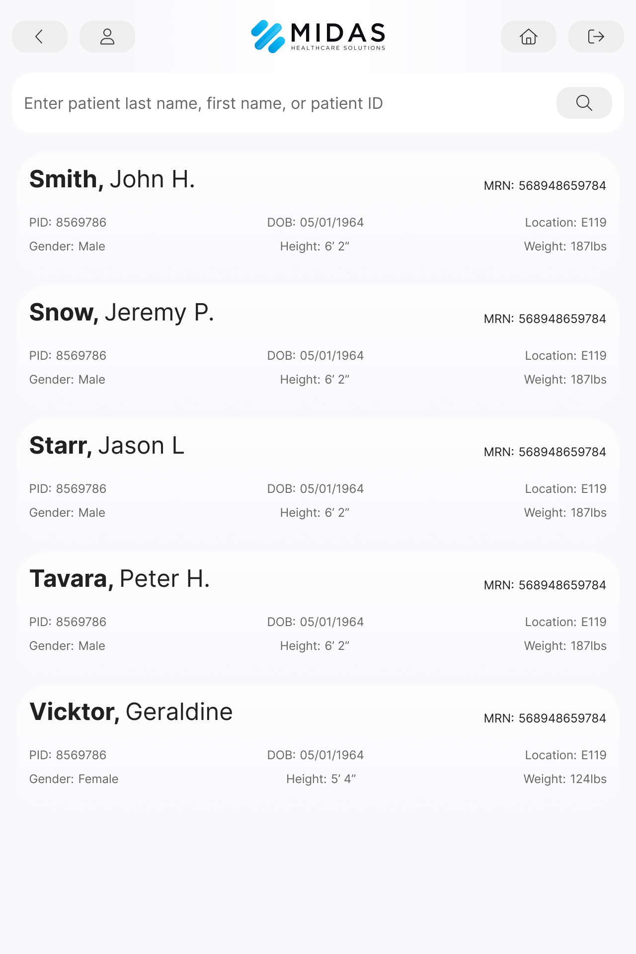 patient list